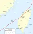 台湾海峡における地対空ミサイルの射程範囲。 注: この地図は中国の地対空ミサイル SA-10、SA-20及び近く獲得されるS-300PMU2の射程を想定して描かれている。実際の適用範囲は不連続で、サイトの配置位置の正確性に影響を受ける。