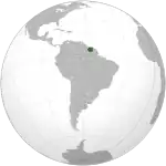 南アメリカにおけるスリナムの地図