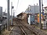 トランパス導入前。茶色の建物が旧駅舎。