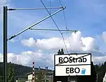 バート・ヴィルトバートに存在する路面電車規格と鉄道規格の切替箇所(2009年撮影)