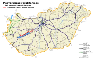 セーケシュフェヘールヴァール - タポルツァ線の路線図