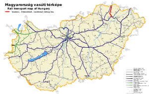 セレンチ - ヒダシュネーメティ線の路線図
