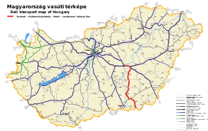 ソルノク - ホードメゼーヴァーシャールヘイ - マコー線の路線図