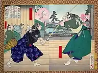 「新撰太閤記」　木下藤吉郎と手合わせをする松下加兵衛