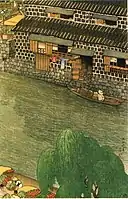 大正期の京橋川の情景川瀬巴水筆