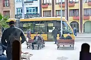 併用軌道を走る電車（2018年撮影）