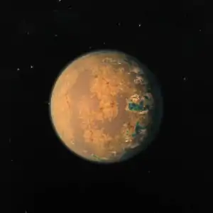 TRAPPIST-1dの想像図(2017年2月時点の観測データに基づいたもの)