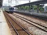 中線で留置される電車