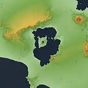 タール火山の地形図