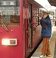 栗駒駅でのタブレット交換(2007年4月27日)