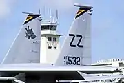 RWR装置搭載の垂直尾翼嘉手納基地所属のF-15C(1986年)
