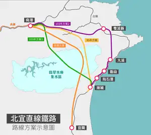 台湾高鉄案（図中の濃いオレンジ線）も盛り込まれた計画図