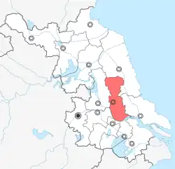 江蘇省中の泰州市の位置