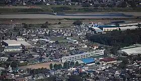 養老町立高田中学校と牧田川