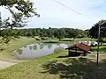 外郭東門から見た古代沼（復元）