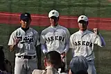 東京六大学野球 髙山俊、吉永健太朗(最優秀防御率)、茂木栄五郎の1年生3人(2012年6月撮影)