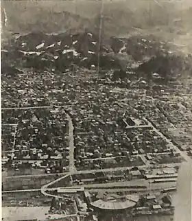 1934年の高山町画像下方に高山駅が見える。