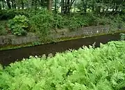 ゴルフ場の脇を流れる(昭島市美堀町、北緯35度43分19.16秒 東経139度21分38.57秒 / 北緯35.7219889度 東経139.3607139度 / 35.7219889; 139.3607139 (ゴルフ場の脇を流れる))