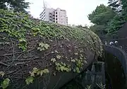 井の頭線を跨ぐ地点では巨大な鋼管が姿を見せる。(杉並区永福1丁目・和泉2丁目、北緯35度40分16.28秒 東経139度38分59.96秒 / 北緯35.6711889度 東経139.6499889度 / 35.6711889; 139.6499889 (井の頭線を跨ぐ鋼管))