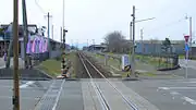 現ホームから見るホーム跡