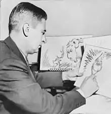 「How the Grinch Stole Christmas」のグリンチの絵を描く(1957年)