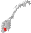 テレマルク県の位置の位置図