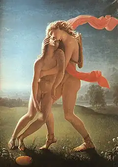 ジャン・ブロック『ヒュアキントスの死』1801年。油彩、キャンバス、175×120cm。サントクロワ美術館（英語版）
