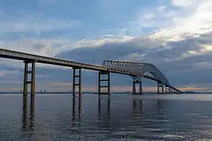 ボルチモア港に架かっていたフランシス・スコット・キー橋。2024年3月26日に崩落した。