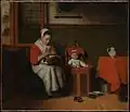 『レースを編む女性（英語版）』 1655年　メトロポリタン美術館