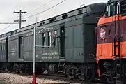 メールフックによる郵便袋回収の実演　イリノイ鉄道博物館にて
