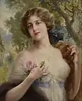 『バラを持つ若い女』1916年