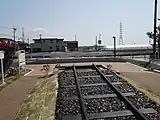 碧南レールパークの終端（矢作川の堤防が見える）