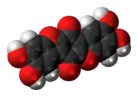 Space-filling model of the thelephoric acid molecule{{{画像alt1}}}