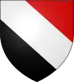 ティアスト・パー・ベンドTierced per bend, gules, argent and sable