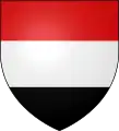 ティアスト・パー・フェスTierced per fess, gules, argent and sable