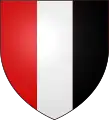 ティアスト・パー・ペイルTierced per pale, gules ,argent and sable