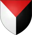パーティ・パー・ポールParty (Tierced) per pall Gules, Argent and Sable