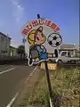 飛び出しサッカー少年。岐阜県大垣市。