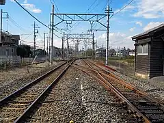 駅構内の本線と支線の分岐
