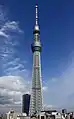 東京スカイツリー。墨田区押上にある電波塔で、展望台や商業施設なども併設する日本で一番高い塔。