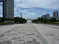 つどい橋上から西方向（奥に見える橋は夢の大橋）