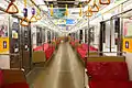 木目調更新車の車内（クハ9003）