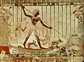 紀元前1430年頃の槍を持つ漁師。