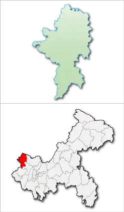重慶市中の潼南区の位置