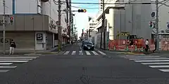 鳥飼藤崎線(城西3丁目交差点付近、福岡市早良区、左:西新、右:城西)