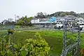 塔跡から金堂跡・講堂跡を望む