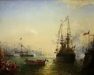 トゥーロン港のイタリア艦隊を訪れるフランス大統領(1901)