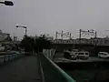 出庫する東葉高速2000系。画面右が深川検車区、左側に進むと東陽町駅へ至る。