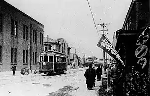 小田原市内を走る電車(1935年頃)