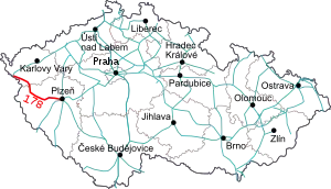 プルゼニ - ヘブ線の路線図